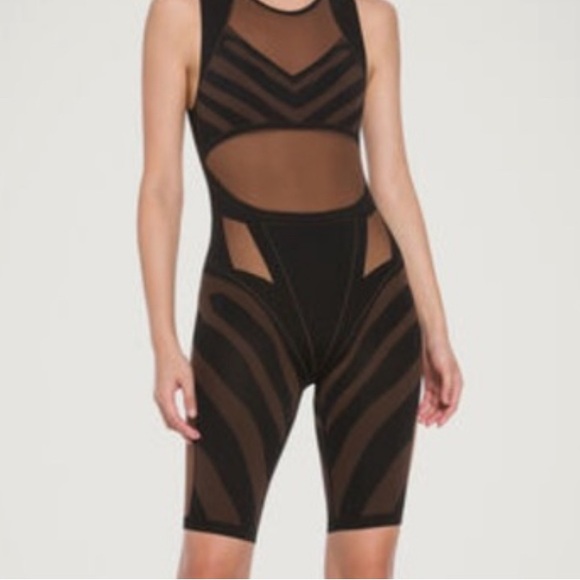 Wolford Black and Brown Striped Capris Jumpsuit - Picture 5 of 7